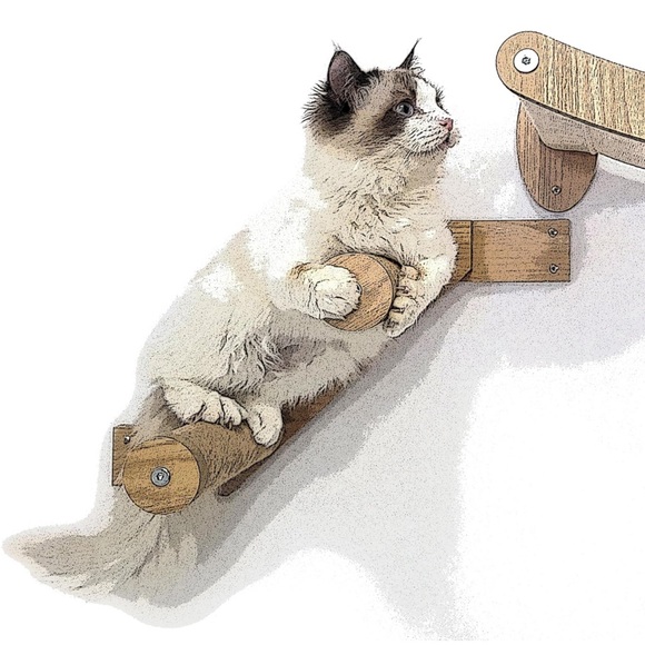 COPY - New Cat Climbing Wall Stairs with Two Steps of Jute Rope, (Hammock not i… - Picture 1 of 4